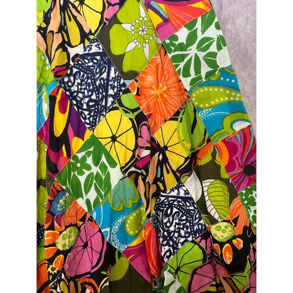 VTG Mimi Maternity Patchwork Colorful Whimsy Boho Midi Skirt sz L Phoebe Buffay - Picture 4 of 8